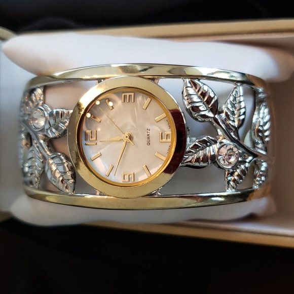 Collezio Two-tone Cuff Bracelet Watch - Picture 1 of 17